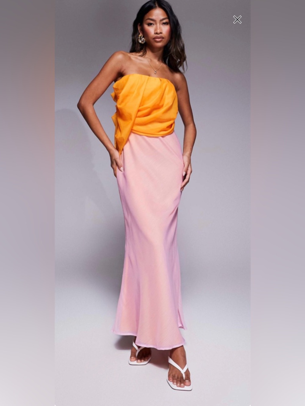 NWT ASOS  Orange and Pink Strapless Dress